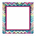 a colorful chevron patterned frame with a white background