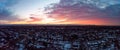 Colorful Chicago City Skyline Silhouette, Drone View