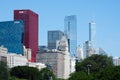 Colorful Chicago skyline and modern buildings