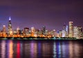 Colorful Chicago Skyline at Night Royalty Free Stock Photo