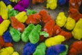 Colorful chickens at the Bali market.