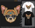 Colorful chihuahua head mandala arts isolated on black and white t shirt