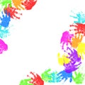 Colorful child hand prints