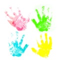 Colorful child hand prints