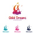 Colorful Child Reaching Star logo vector