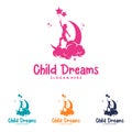 Colorful Child Reaching Star logo vector