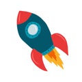 Colorful child rocket, blue and red space ship