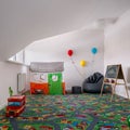 Colorful child room in the attic Royalty Free Stock Photo