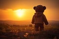 Colorful Child teddy bear sunset. Generate Ai Royalty Free Stock Photo