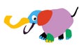 Colorful childish drawing of elephant, paper craft Royalty Free Stock Photo