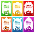 Cute childish posters with funny jelly characters