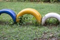 colorful children playground, without children Royalty Free Stock Photo