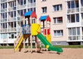 Colorful children playground in nature, front of Royalty Free Stock Photo