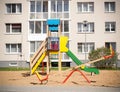 Colorful children playground in nature, front of Royalty Free Stock Photo