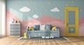 Colorful children room with sofa bed Royalty Free Stock Photo