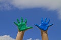Colorful children's hands