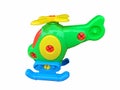Colorful children`s toy helicopters made of plastic.