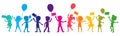 Vector illustration of colorful children silhouettes. Royalty Free Stock Photo