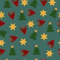 Colorful childrens Christmas background with Christmas elements. Royalty Free Stock Photo