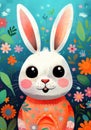 colorful childrens illustration cute bunny