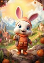 colorful childrens illustration cute bunny