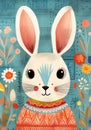 colorful childrens illustration cute bunny