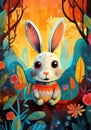 colorful childrens illustration cute bunny