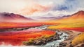 Colorful Chile Oil Painting Landscape Landscape Wallpaper Illustration Background Watercolor Ink