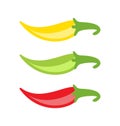 Colorful Chilli Peppers Isolated