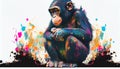 Colorful Chimpanzee monkey art wallpaper