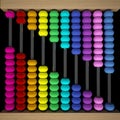 Colorful Chinese ancient abacus isolated on black background. Calculating and counting number tool. Mathematics. Analog calculator Royalty Free Stock Photo