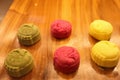 Colorful chinese cookies made from beans