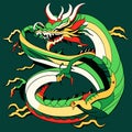 Colorful chinese dragon isolated on green background. Vector illustration. Generative AI Royalty Free Stock Photo