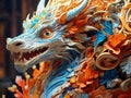 Colorful chinese styled dragon figure, closeup of viev Royalty Free Stock Photo