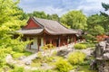 Colorful chinese teahouse in the botanical gardens of Haren