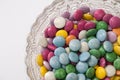 Colorful chocolate candies in a crystal bowl Royalty Free Stock Photo