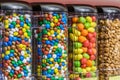 Colorful chocolate candy pills.Gumball machine filled with pills and drugs.Sweet food photo concept