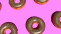 Colorful chocolate donuts on pink background 3d Royalty Free Stock Photo