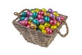 Colorful chocolate easter eggs in a basket Royalty Free Stock Photo