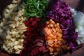 Colorful chopped vegetables