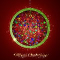 Colorful Christmas ball on red background Royalty Free Stock Photo