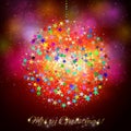 Colorful Christmas ball on shining red background Royalty Free Stock Photo