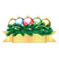 Colorful Christmas balls and Christmas tree