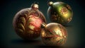 colorful christmas balls with complex ornaments close-up, neural network generated art