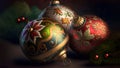 colorful christmas balls with complex ornaments close-up, neural network generated art