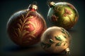 colorful christmas balls with complex ornaments close-up, neural network generated art