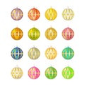 Colorful christmas balls. Set of isolated realistic decorations. Royalty Free Stock Photo