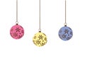 Colorful christmas balls. Set of isolated realistic decorations. Vector illustration Royalty Free Stock Photo