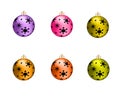 Colorful christmas balls. Set of isolated realistic decorations. Vector illustration Royalty Free Stock Photo