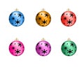 Colorful christmas balls. Set of isolated realistic decorations. Vector illustration Royalty Free Stock Photo